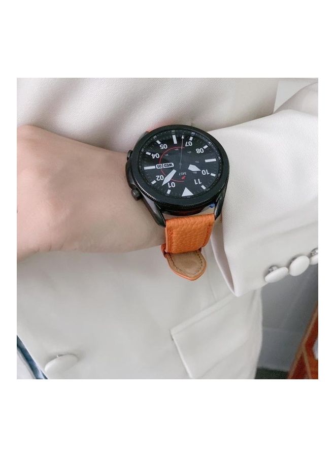 BGM Sewing Litchi Texture Leather Replacement Watchband For Samsung Galaxy Watch 46mm Blue - Image 3