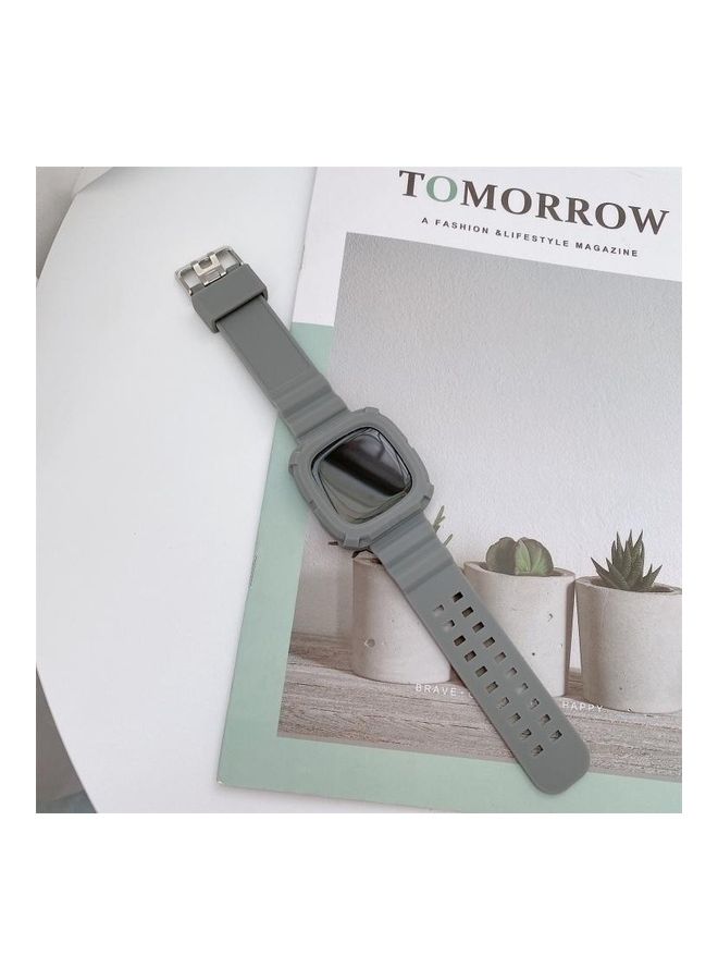 BGM 3D Silicone Integrated Replacement Strap Watchband For Fitbit Versa 3 Grey - Image 2