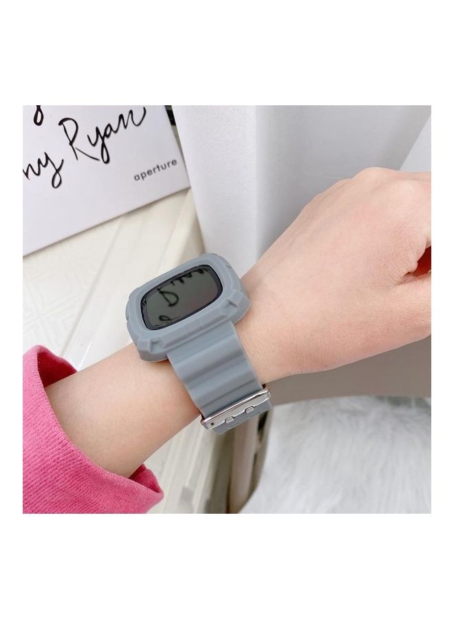 BGM 3D Silicone Integrated Replacement Strap Watchband For Fitbit Versa 3 Grey - Image 1