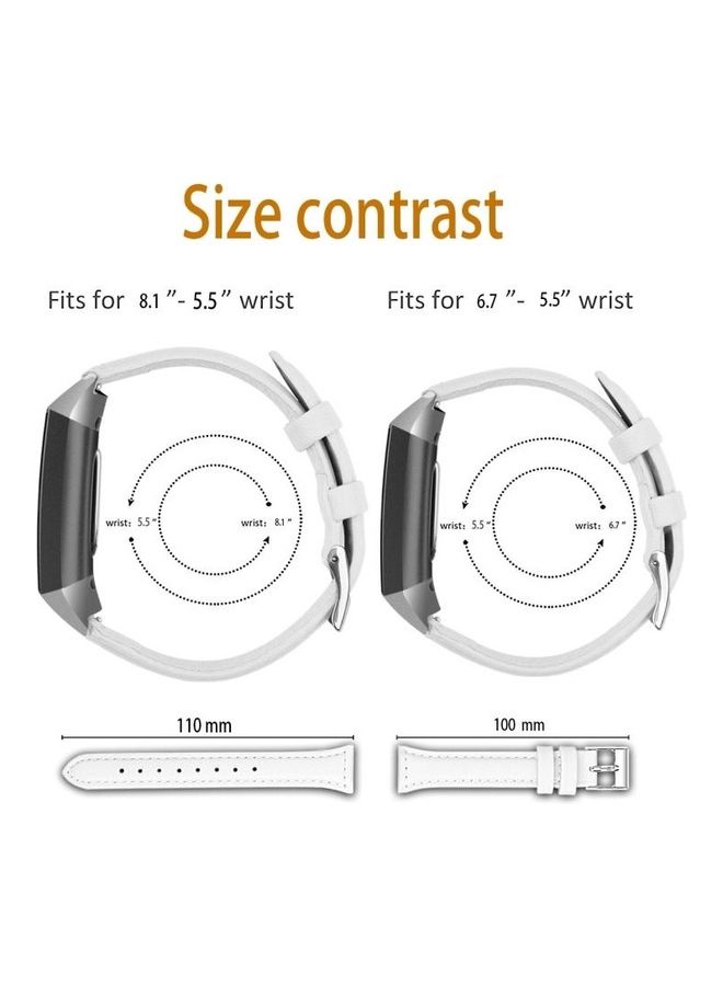 BGM Slim Head Leather Strap For Fitbit Charge 3 / 4 White  - Image 3