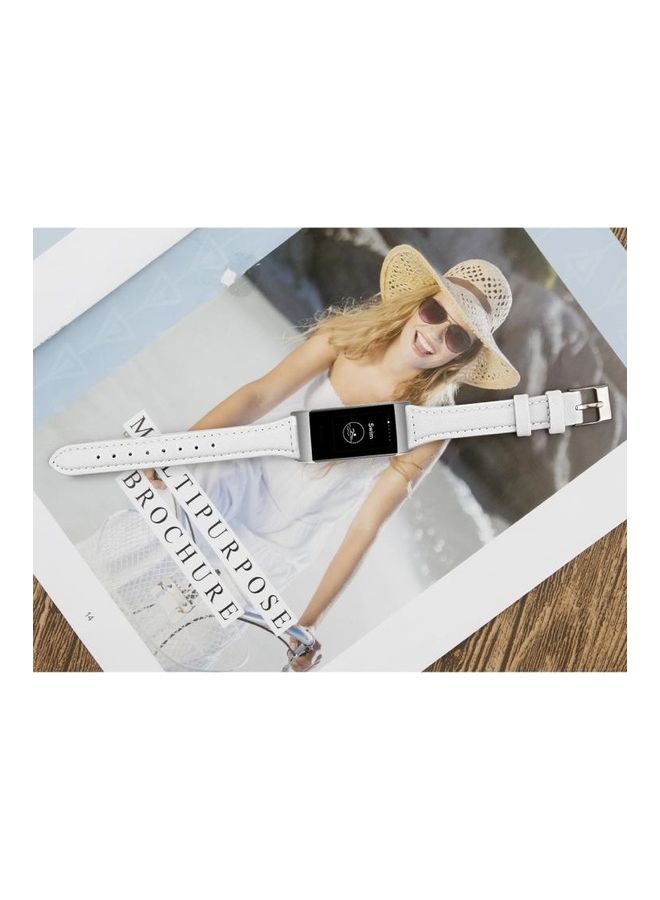 BGM Slim Head Leather Strap For Fitbit Charge 3 / 4 White  - Image 5