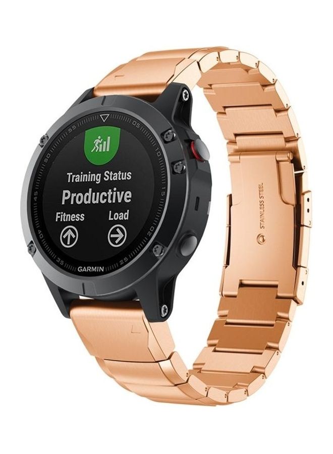 BGM Quick Dismantling Steel Wrist Strap Watchband For Garmin Fenix 5X Rose Gold - Image 1