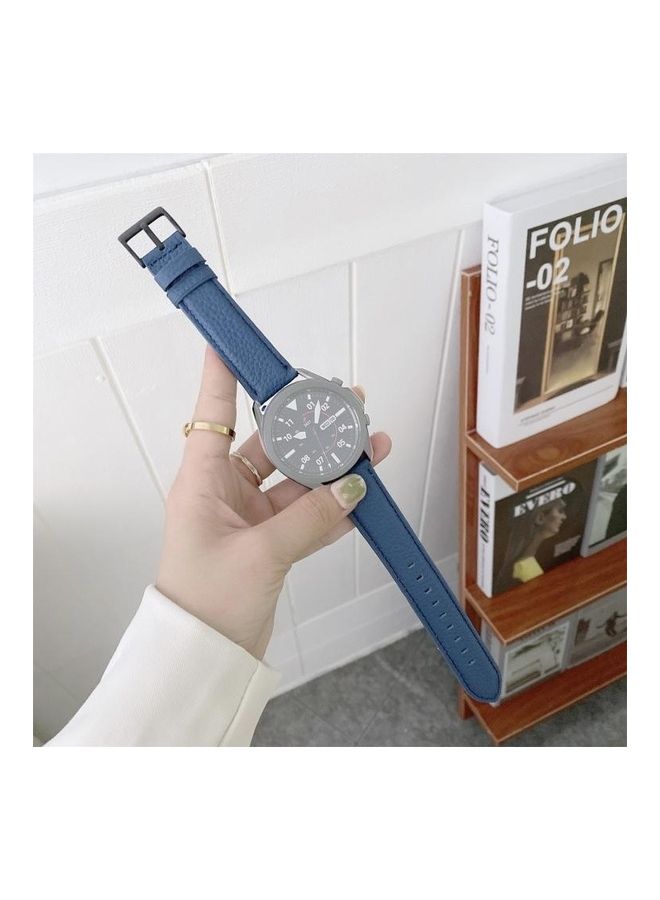 BGM Sewing Litchi Texture Leather Replacement Watchband For Samsung Galaxy Watch 3 41mm Blue - Image 1