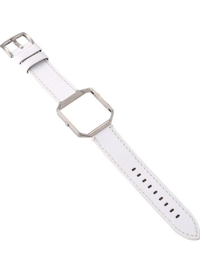 بي جي إم سوار ساعة بديل من جلد العجل البراق لساعة فيتبيت أبيض - Image 1