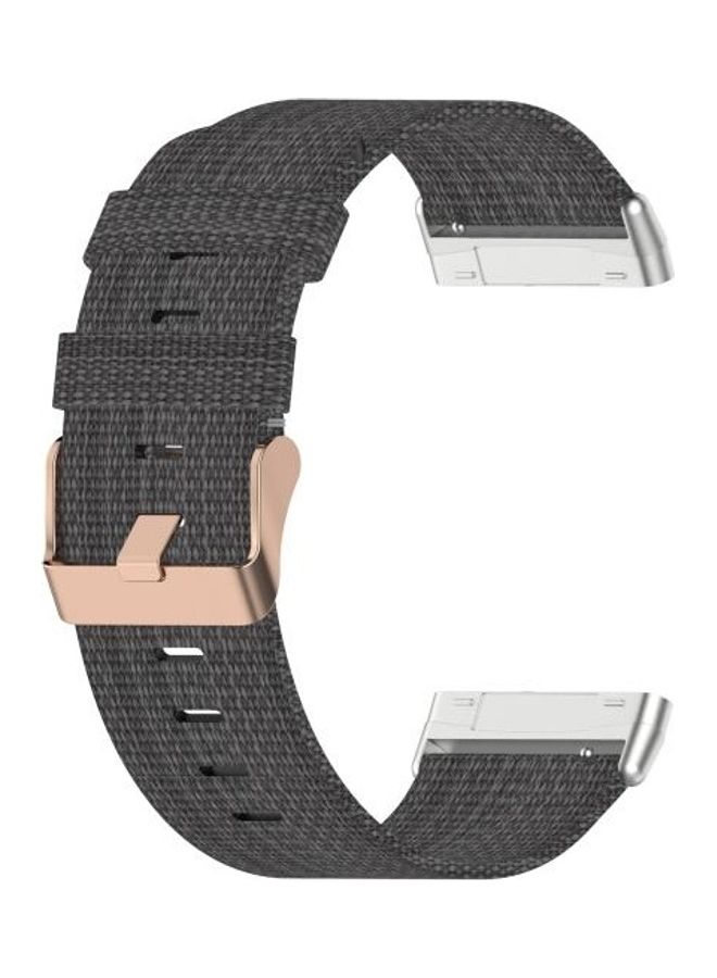 BGM Nylon Canvas Strip Texture Strap Watchband For Fitbit Versa 3/Sense Free Size Dark Gray - Image 3