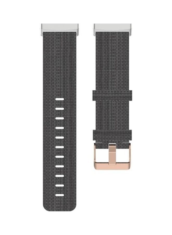 BGM Nylon Canvas Strip Texture Strap Watchband For Fitbit Versa 3/Sense Free Size Dark Gray - Image 5