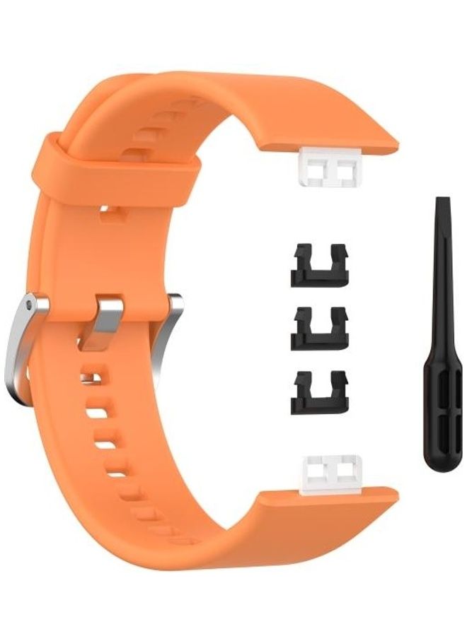 BGM Silicone Replacement Wrist Strap With Stainless Steel Buckle For Huawei Watch Fit Orange - Image 1