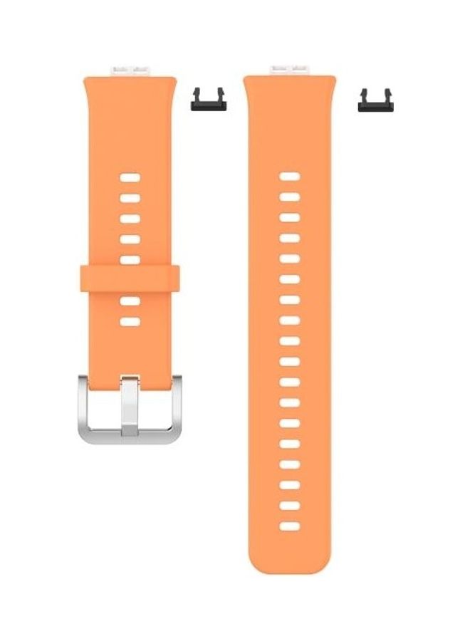 BGM Silicone Replacement Wrist Strap With Stainless Steel Buckle For Huawei Watch Fit Orange - Image 2
