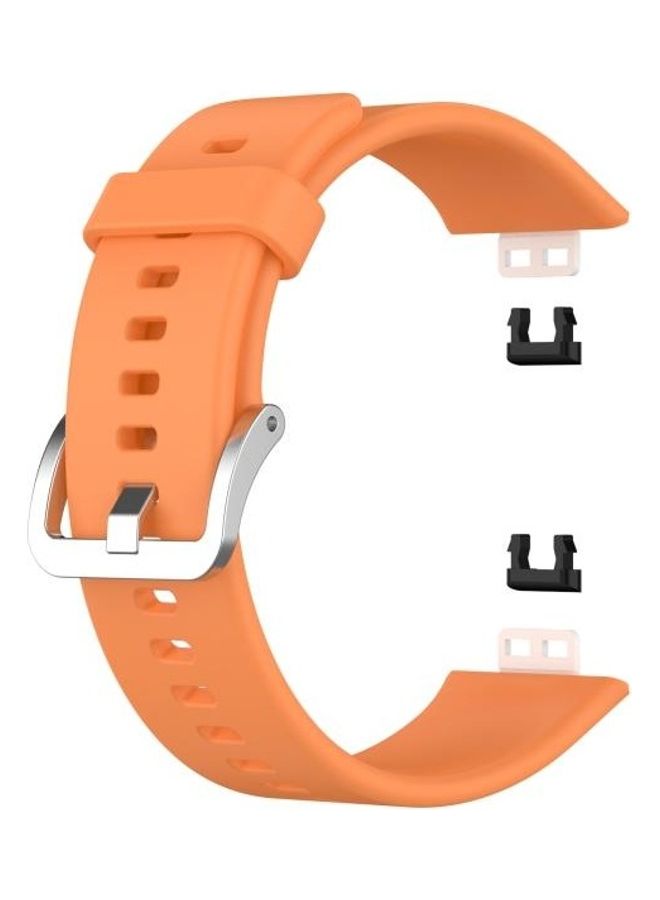 BGM Silicone Replacement Wrist Strap With Stainless Steel Buckle For Huawei Watch Fit Orange - Image 3