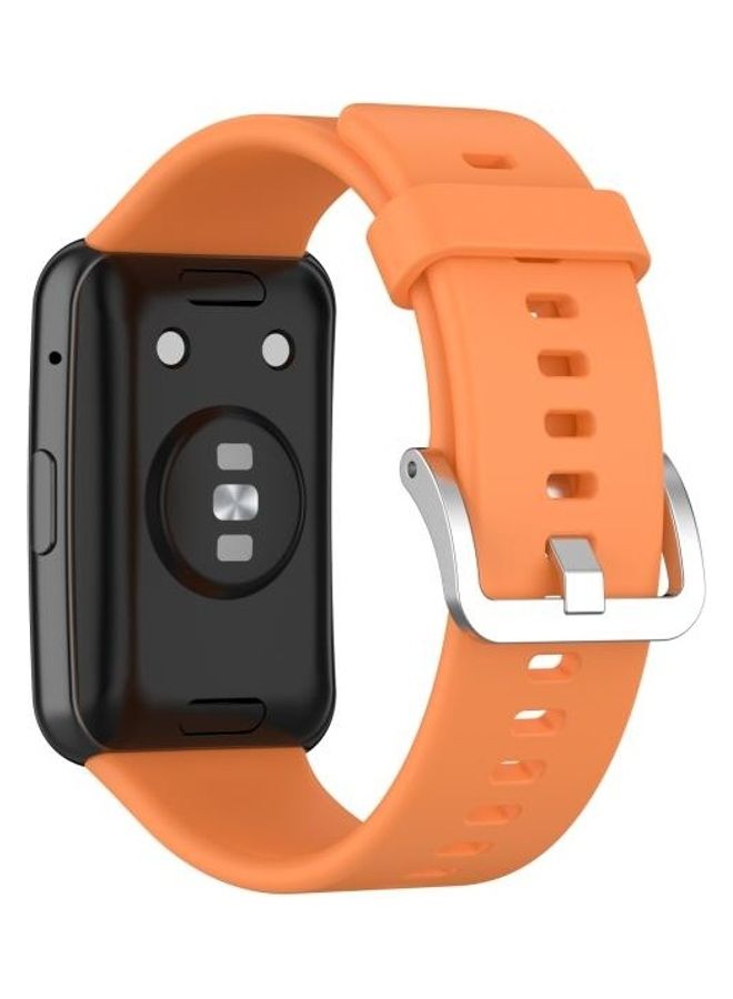 BGM Silicone Replacement Wrist Strap With Stainless Steel Buckle For Huawei Watch Fit Orange - Image 5