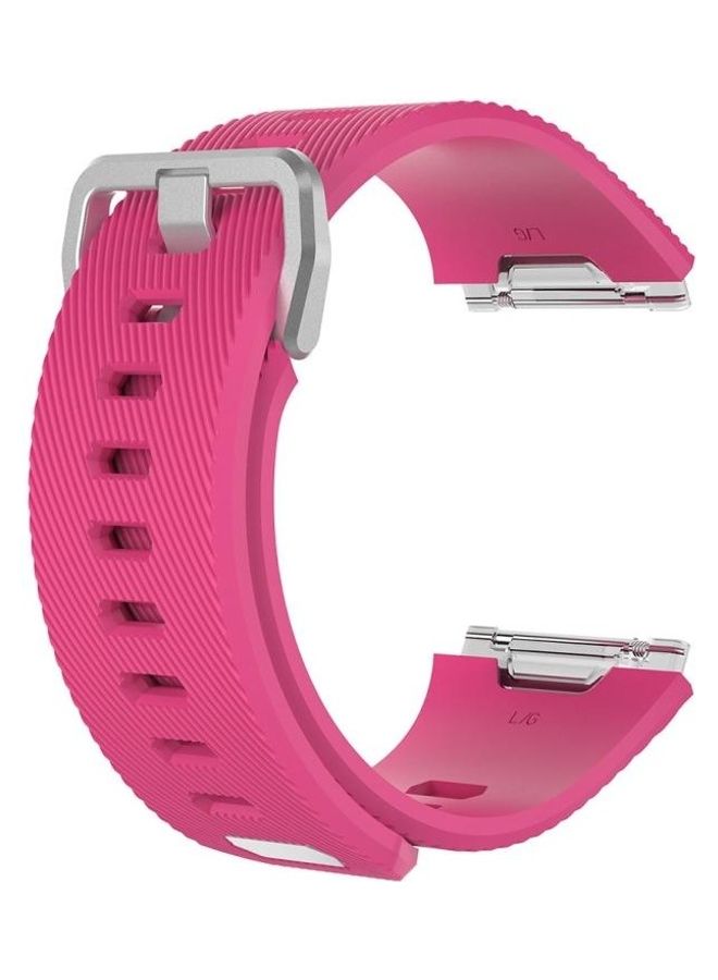 BGM Twill Texture Silicone Replacement Wrist Strap Watchband With Buckle For Fitbit Ionic Peach/Red