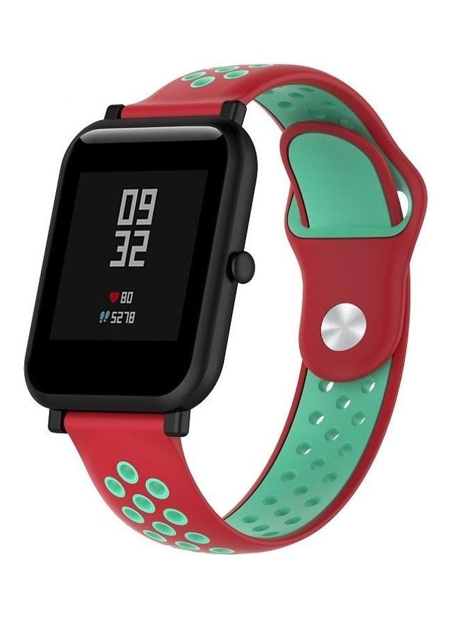 BGM Double Colour Silicone Sport Wrist Strap for Huawei Watch Series 1 18mm Red/Green - Image 1