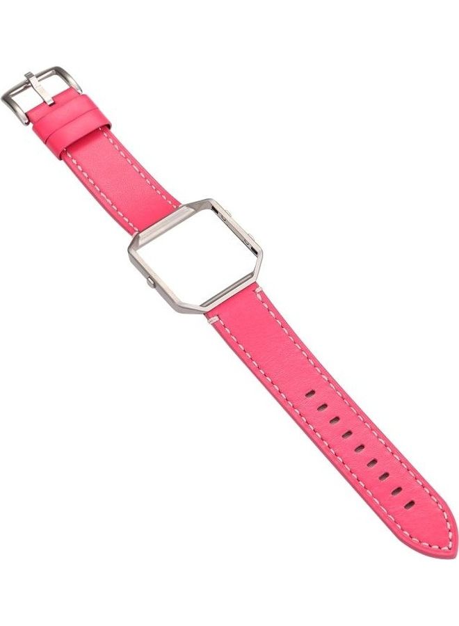 BGM Leather Replacement Strap Watchband For Fitbit Blaze Peach Red - Image 1