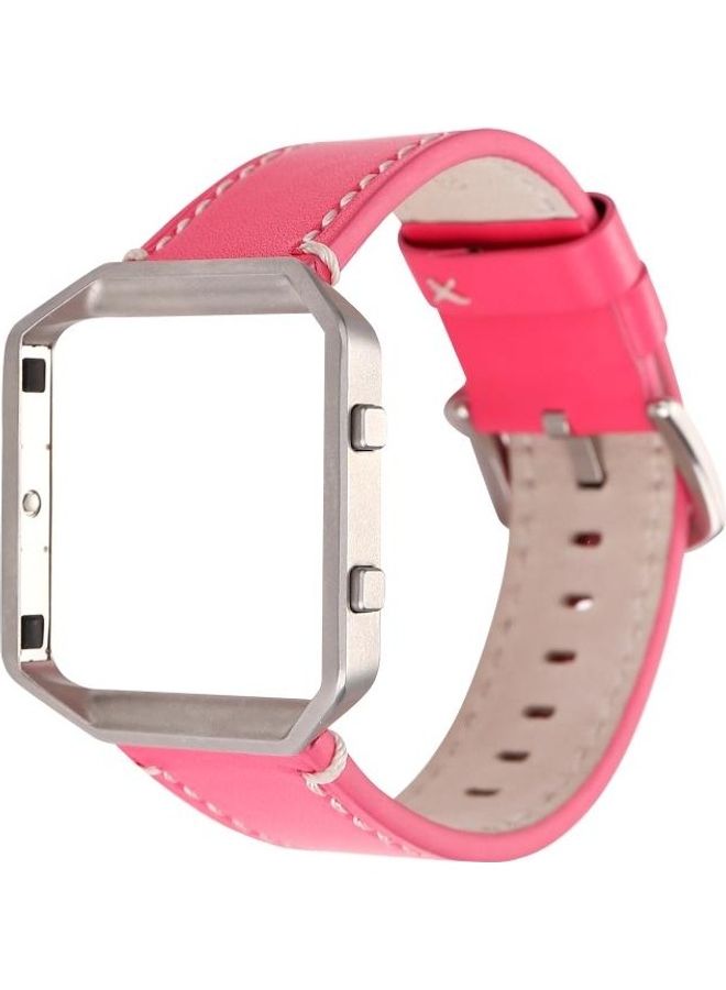 BGM Leather Replacement Strap Watchband For Fitbit Blaze Peach Red - Image 2