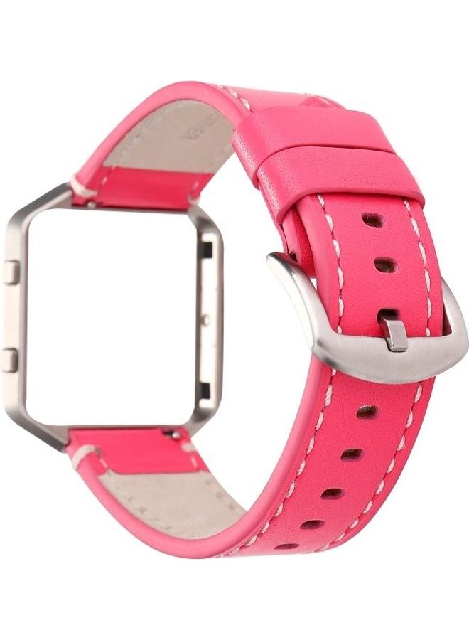 BGM Leather Replacement Strap Watchband For Fitbit Blaze Peach Red - Image 3