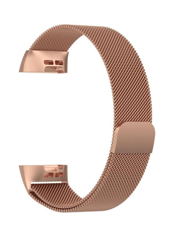 BGM Stainless Steel Magnet Wrist Strap For Fitbit Charge 4 Rose Gold - Image 2