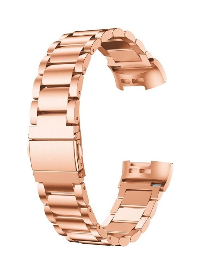 BGM Three Beads Slingshot Buckle Solid Stainless Steel Wrist Strap For Fitbit Charge 4 Rose Gold - Image 2