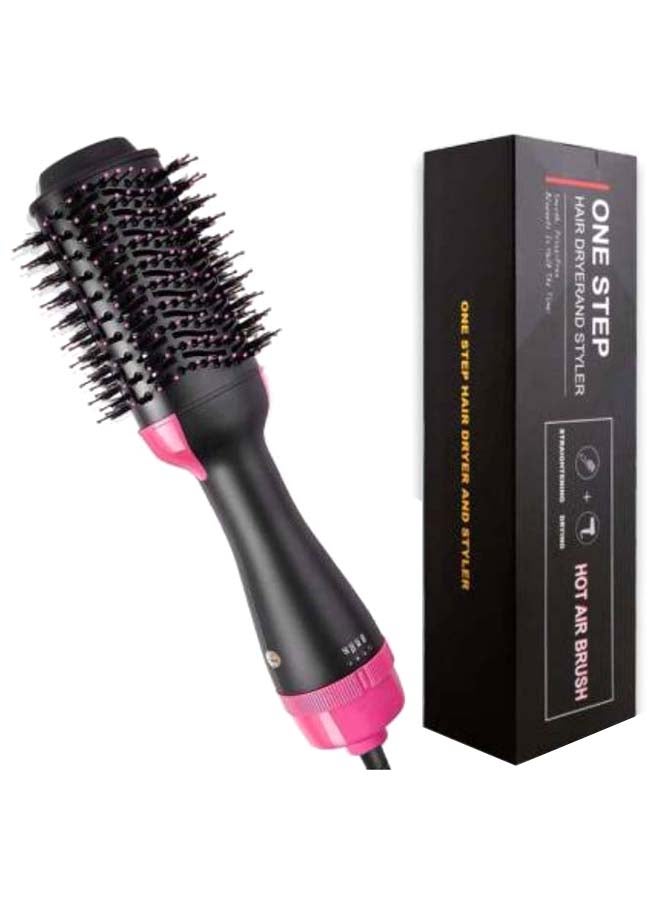 3-In-1 Electric Hair Blow Dryer Straightening Brush Black/Pink - Image 2