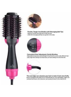 Generic 3-In-1 Electric Hair Blow Dryer Straightening Brush Black/Pink  - Image 3