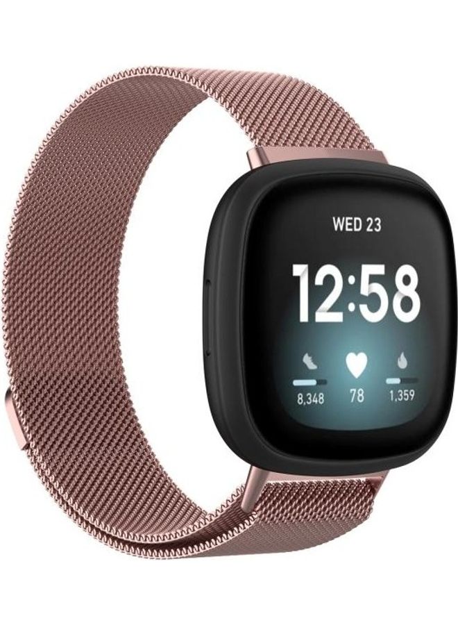 BGM - Milanese Replacement Wrist Strap For Fitbit Versa 3 Rose Pink - Image 1