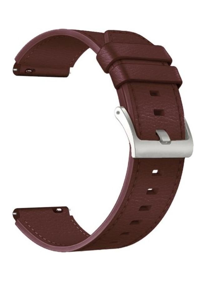 BGM Leather Replacement Strap Watchband For Huawei Watch GT2 Pro Coffee/Silver  - Image 1