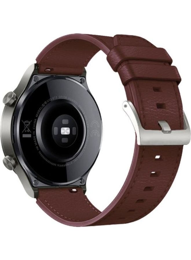 BGM Leather Replacement Strap Watchband For Huawei Watch GT2 Pro Coffee/Silver  - Image 3