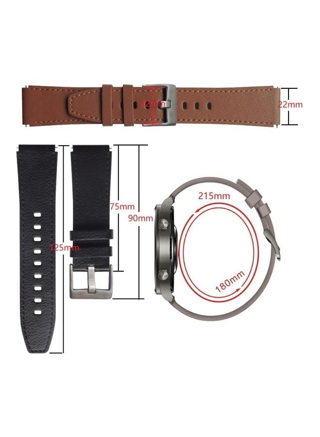 BGM Leather Replacement Strap Watchband For Huawei Watch GT2 Pro Coffee/Silver  - Image 4