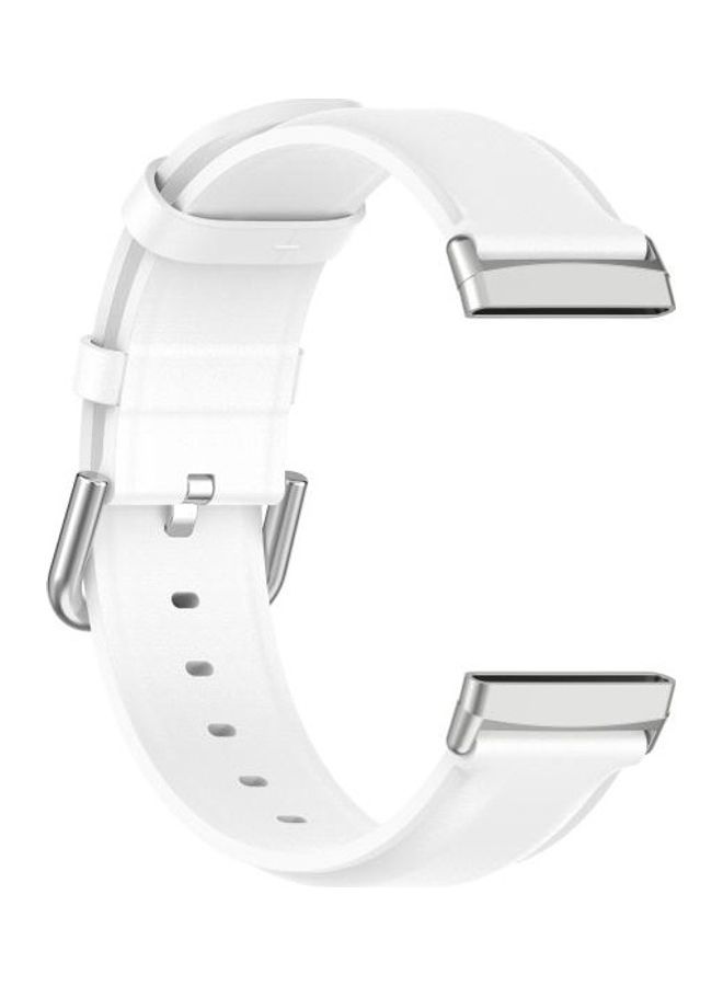 BGM Round Tail Leather Strap For Fitbit Versa 3 / Fitbit Sense White - Image 3