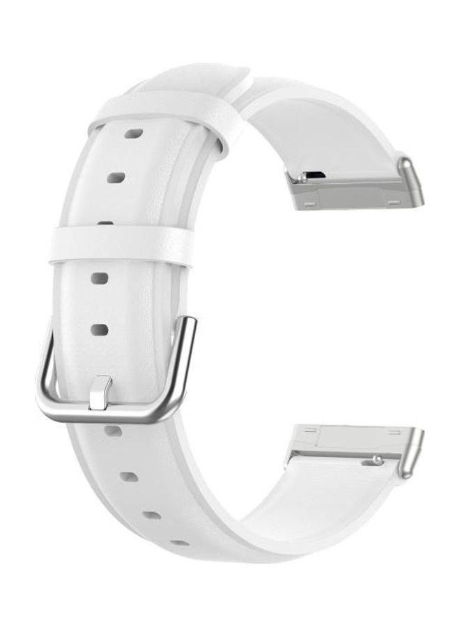 BGM Round Tail Leather Strap For Fitbit Versa 3 / Fitbit Sense White - Image 4