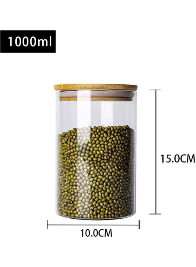 فوفو طقم حاويات تخزين طعام من الزجاج مكون من 3 قطع شفاف 1000ملليلتر - Image 2