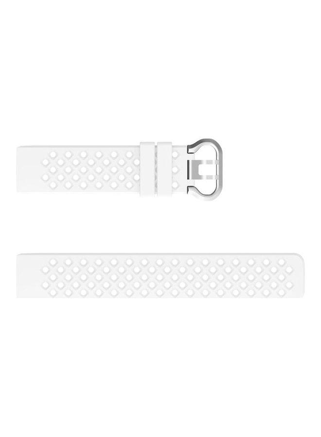 BGM Hollow Square Silicone Strap Replacement Wristband For Fitbit Charge 3 / 4 White  - Image 3