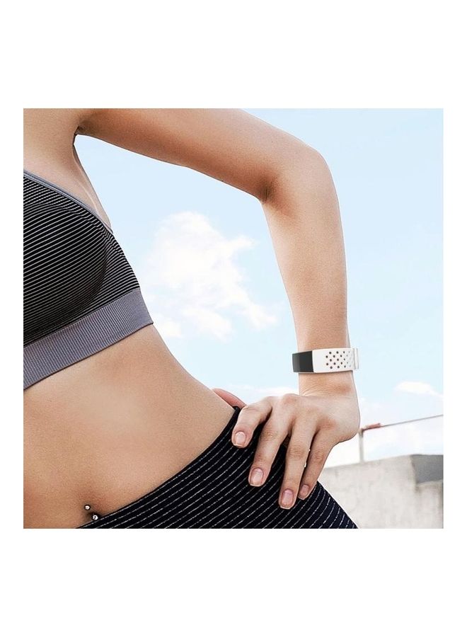 BGM Hollow Square Silicone Strap Replacement Wristband For Fitbit Charge 3 / 4 White  - Image 5