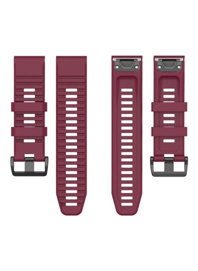 بي جي إم سوار معصم من السيليكون سريع الفك للساعة الذكية جارمين فينيكس 6 مقاس 22 مم أحمر نبيذي - Image 4