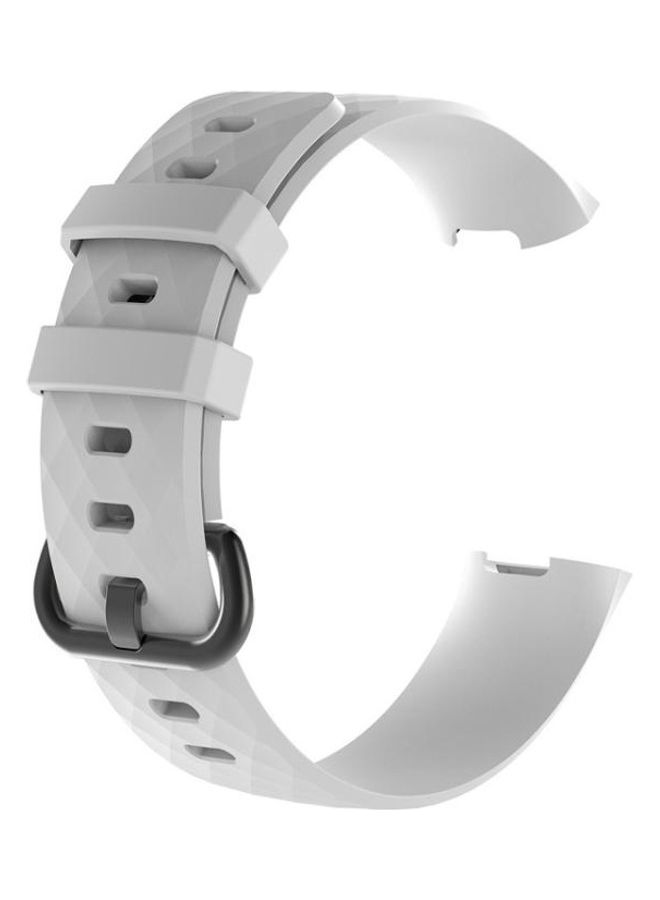 BGM Diamond Pattern Silicone Wrist Strap Watch Band for Fitbit Charge 3 White - Image 2