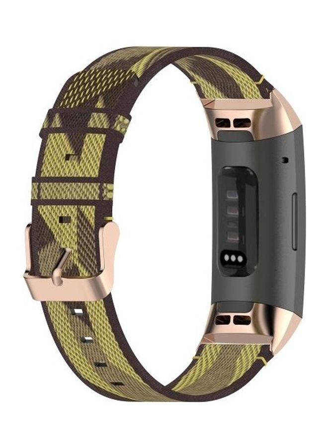 BGM Nylon Denim Replacement Strap For Fitbit Charge 4/Charge 3/Charge 3 SE Yellow Stripe - Image 3