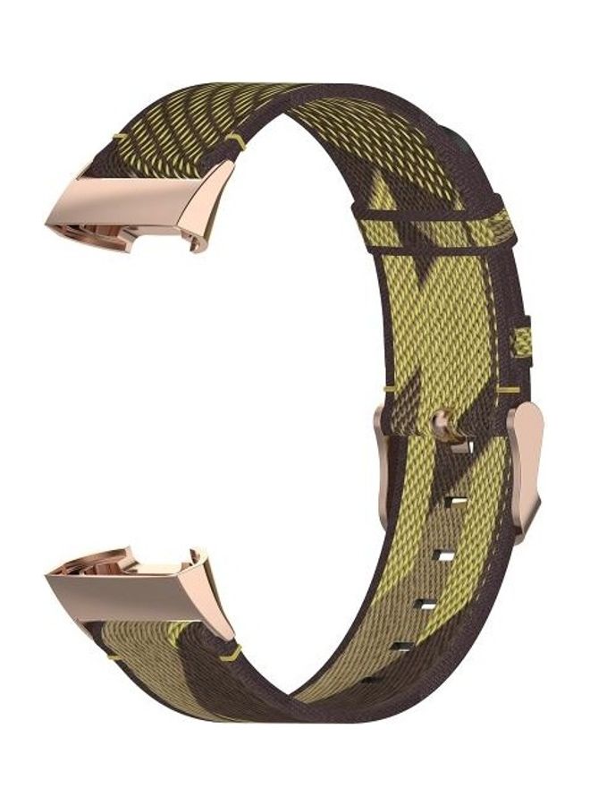 BGM Nylon Denim Replacement Strap For Fitbit Charge 4/Charge 3/Charge 3 SE Yellow Stripe - Image 5