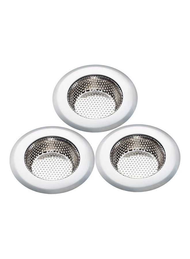 3-Pieces Pool Filter Sink Drainer Silver 11.3x7.3cm