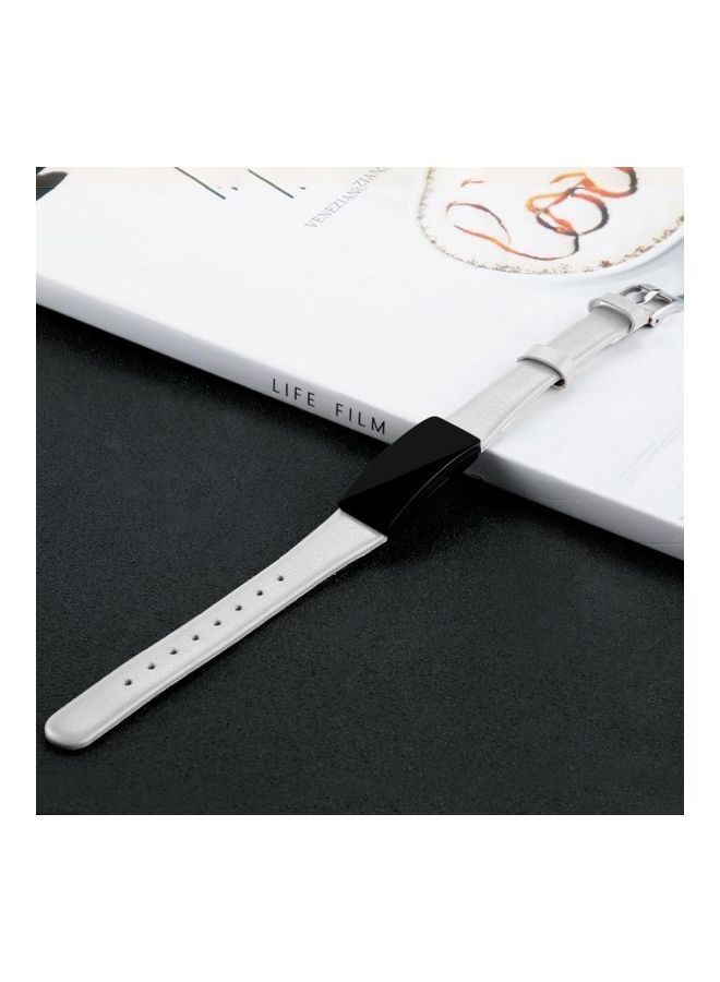 BGM Cowhide Leather Replacement Wrist Strap For Fitbit Inspire/Inspire HR White  - Image 5