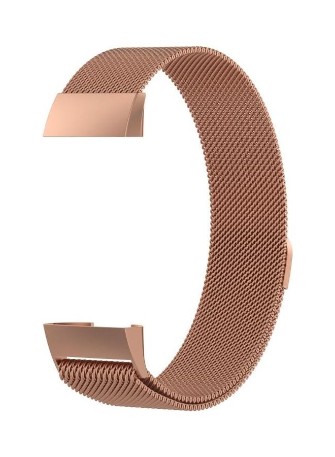 BGM Stainless Steel Magnet Wrist Strap For Fitbit Charge 3 Rose Gold - Image 3