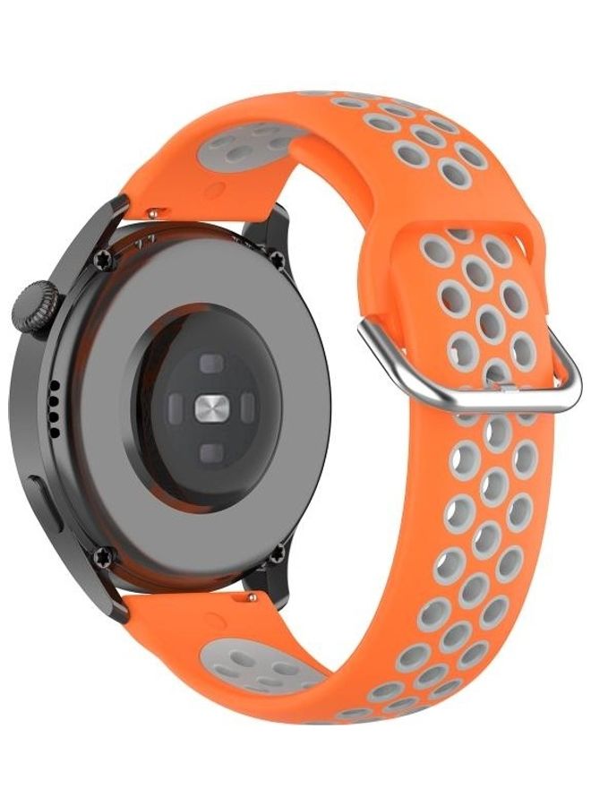 BGM Silicone Replacement Strap For Huawei Watch 3/3 Pro 22mm Orange/Grey - Image 4