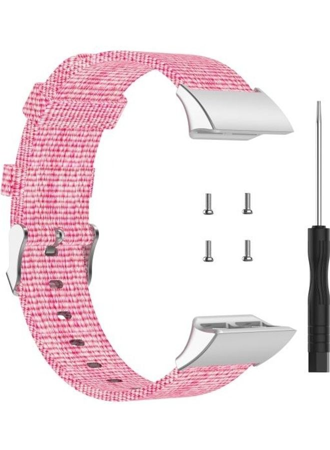 BGM Nylon Canvas Replacement Wrist Strap For Garmin Forerunner 35/30 Pink - Image 1