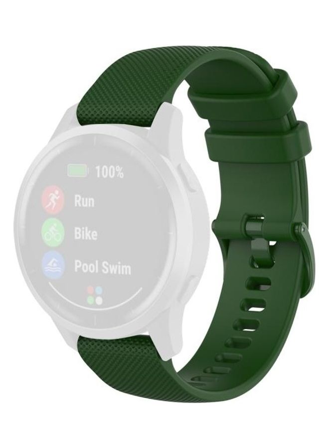 BGM Silicone Strap Watchband For Garmin Vivoactive 4 22mm Clasp Dark Green - Image 1