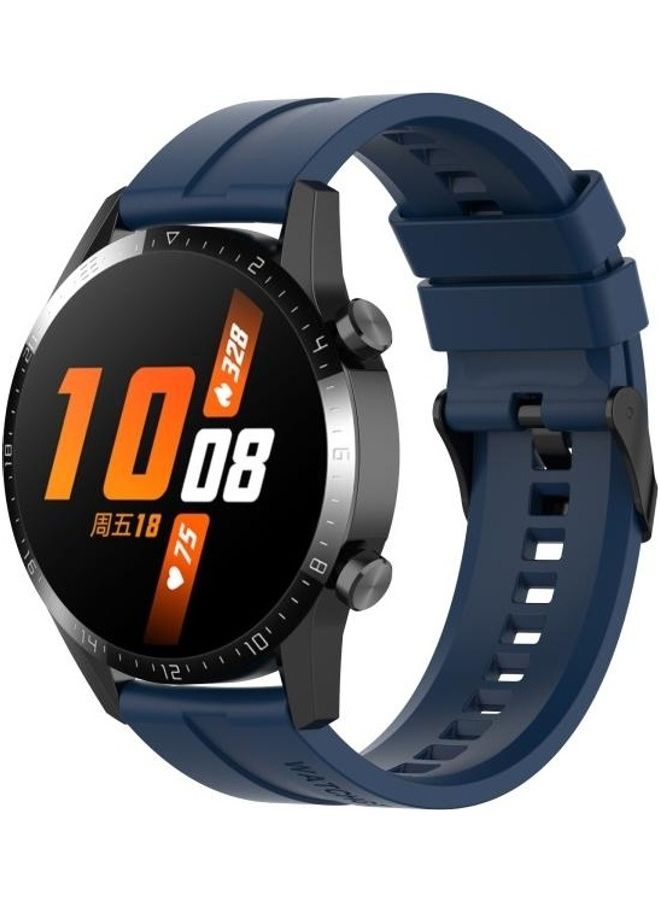 BGM Silicone Replacement Watchband with Buckle For Huawei Watch GT 2 46mm Dark Blue - Image 4