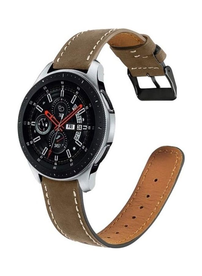 BGM Round Tail Leather Replacement Strap Watchband For Samsung Galaxy Watch 46mm Coffee - Image 2