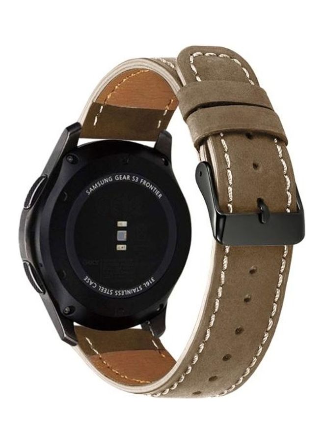 BGM Round Tail Leather Replacement Strap Watchband For Samsung Galaxy Watch 46mm Coffee - Image 3