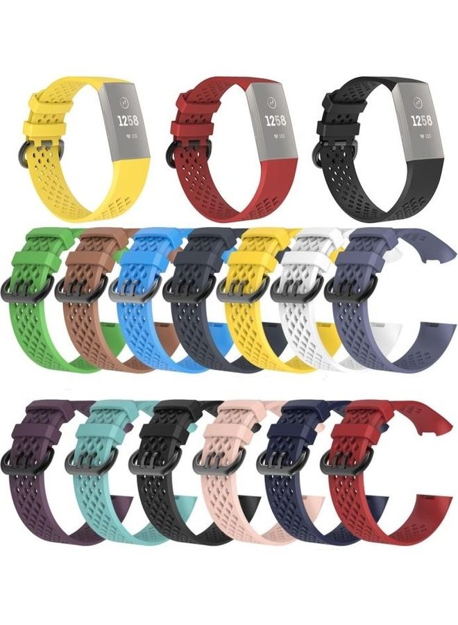 BGM Square Hole Adjustable Wrist Strap Watchband for Fitbit Charge 3 Grey - Image 3