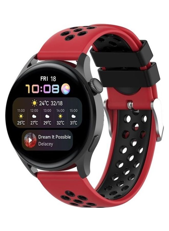 BGM Silicone Replacement Strap For Huawei Watch 3 / 3 Pro 22mm Red/Black - Image 4