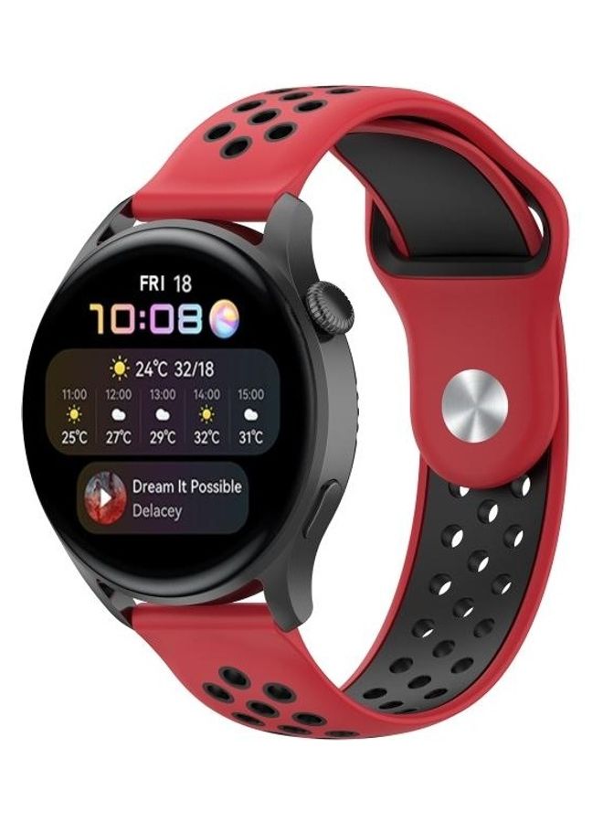 BGM Silicone Replacement Strap For Huawei Watch 3 / 3 Pro 22mm Red/Black - Image 4