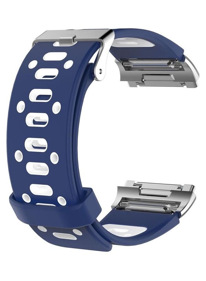 BGM Silicone Replacement Watchband with Buckle For Fitbit Ionic Two-tone Dark Blue/White - Image 1
