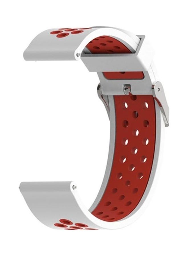 BGM Two-Tone Silicone Strap For Garmin Forerunner 245 White/Red 
